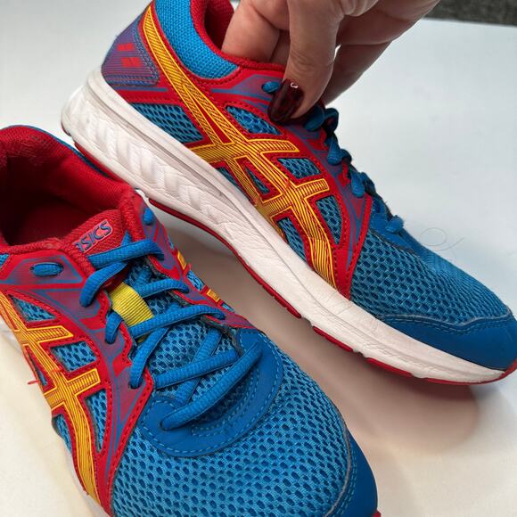 Asics Jolt 2 Red Blue Yellow Running Shoes - Picture 3 of 6